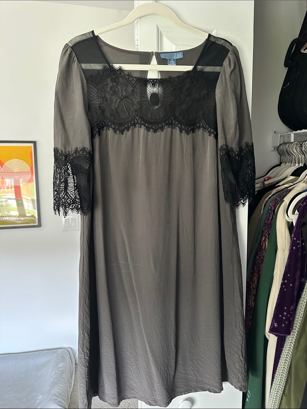 Lil Black Lace Yoke Dress with Charcoal Body